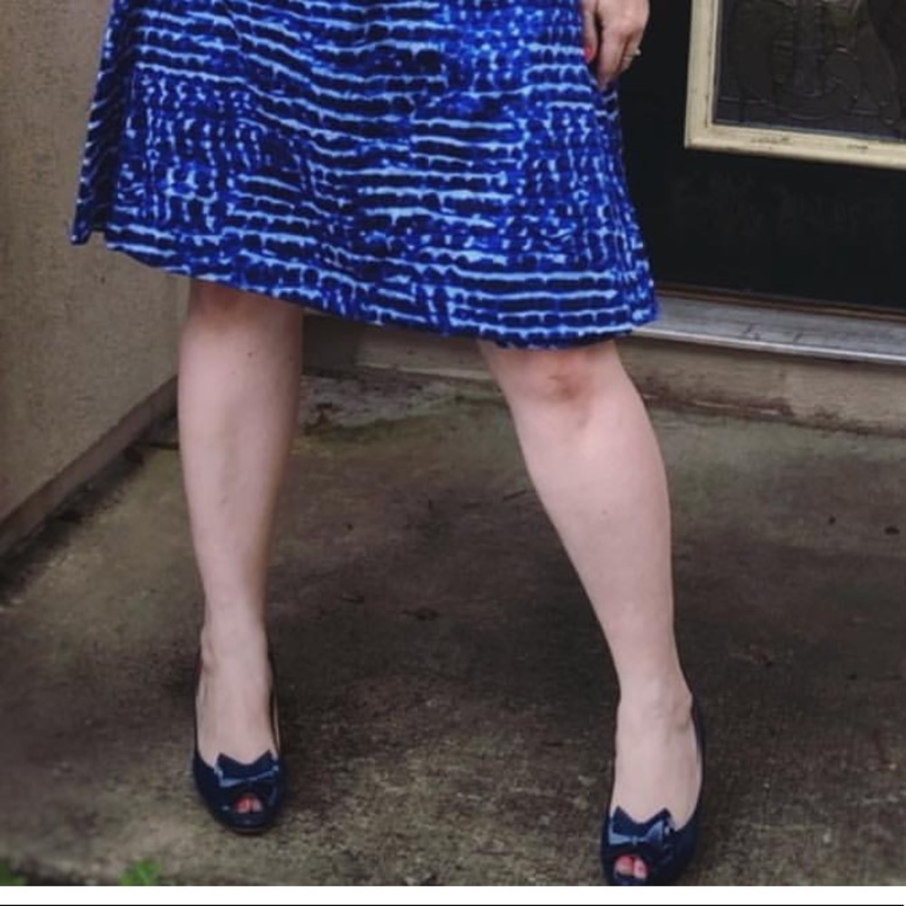 Paul Green bright blue patent peep toe heels